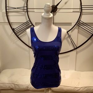 Blue sequins tank-top